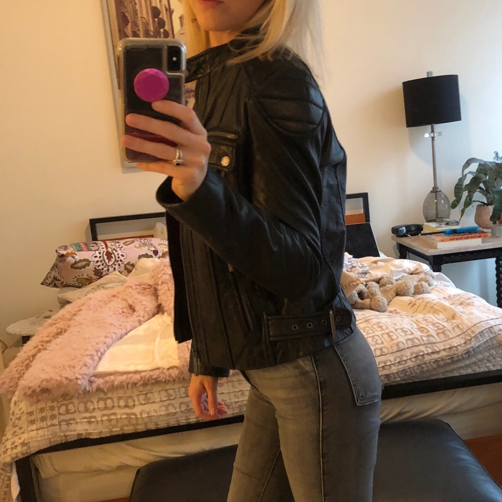 Michael Kors small black leather Moto jacket!! - Picture 7 of 8